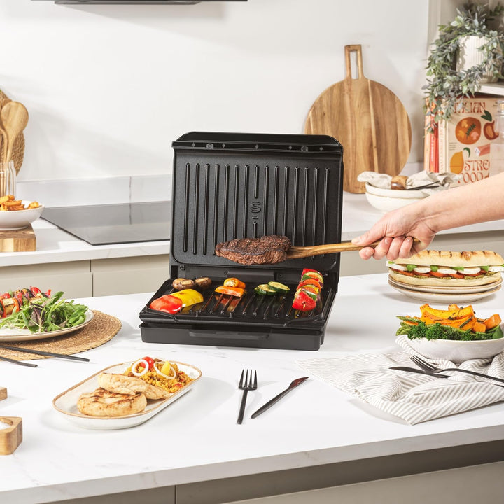 Salter ActiGrill Alltag – 4-Portionen-Mittelgrosser Gesundheitsgrill, Schwebendes Scharnier für dick