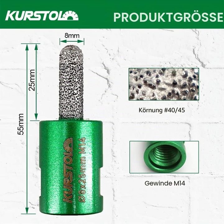 KURSTOL Diamant Mörtel Hakenbohrer – Diamant Fugenfräser 8 mm x 25 mm mit M14 Gewinde für Mauerwerk,