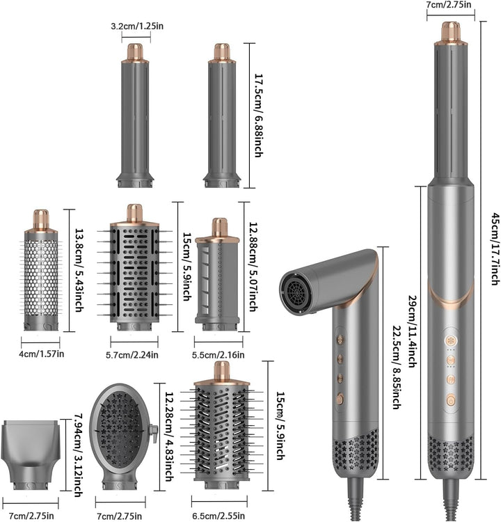 8 in 1 Hair Dryer Brush Set Air Hair Styler Curling Negative Ionic Foldable Hot Air Hair Dryer Brush