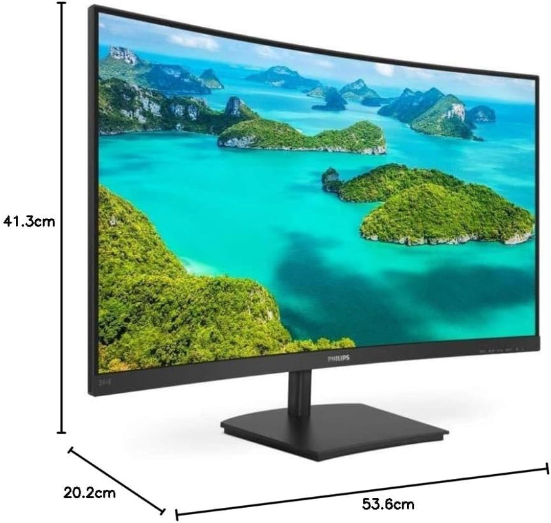 PHILIPS 241E1SCA - 24 Zoll FHD Curved Monitor, FreeSync (1920x1080, 75 Hz, VGA, HDMI) schwarz 24 Zol