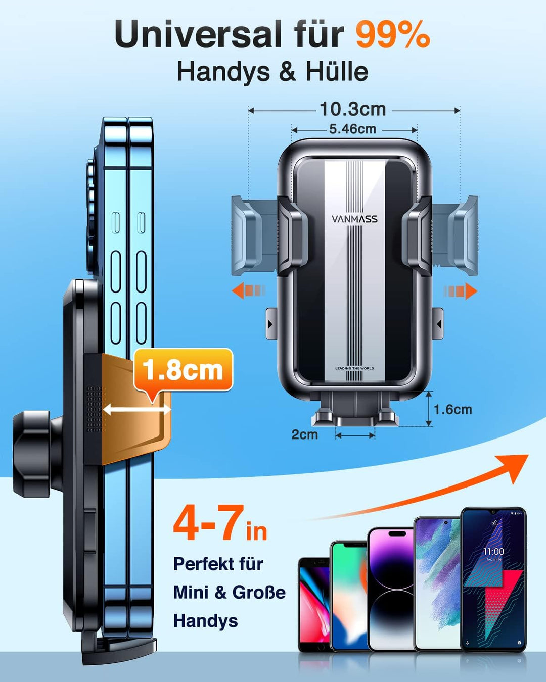 VANMASS Handyhalterung Auto [Ultimative Version] Handy Halterung Auto 2023 Saugnapf Pro Universale K