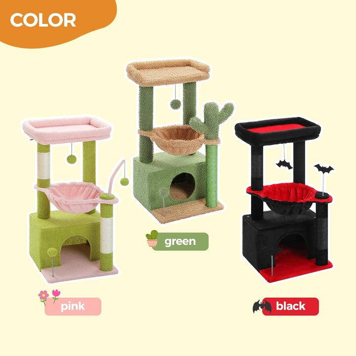 PAWZ Road Kleiner Katzenbaum Katzenbaum für Indoor-Katzen mit Hängematte, Katzenturm mit Sisal-überz