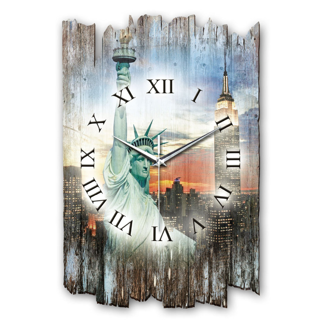 Kreative Feder New York Landhaus Shabby Style Designer Wanduhr Quarzuhr aus Holz *Made in Germany le