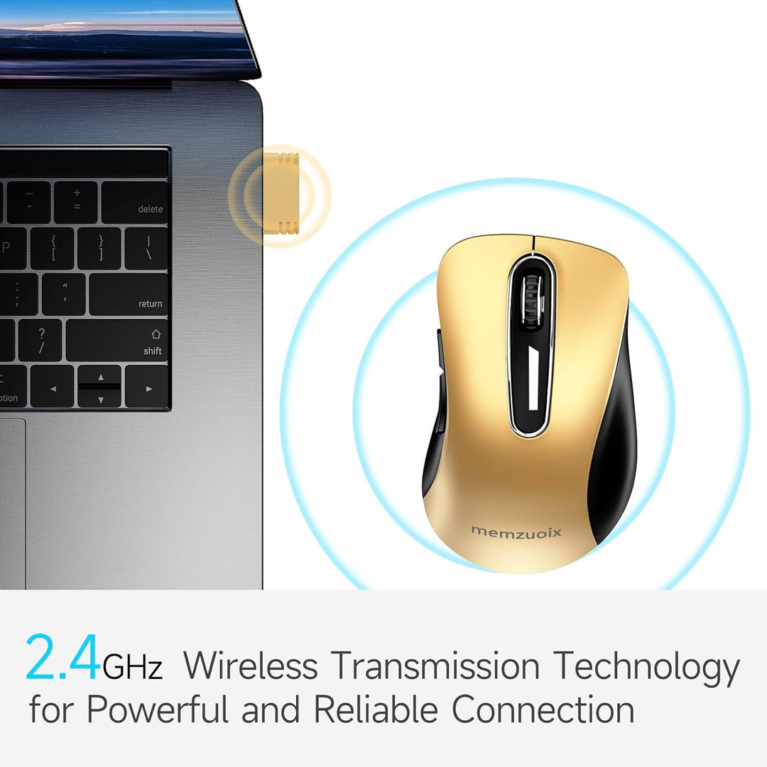 memzuoix Kabellose Maus 2.4GHz, Tragbare Optische Wireless Maus 1400 DPI mit Mini-USB-Empfänger, 5 T