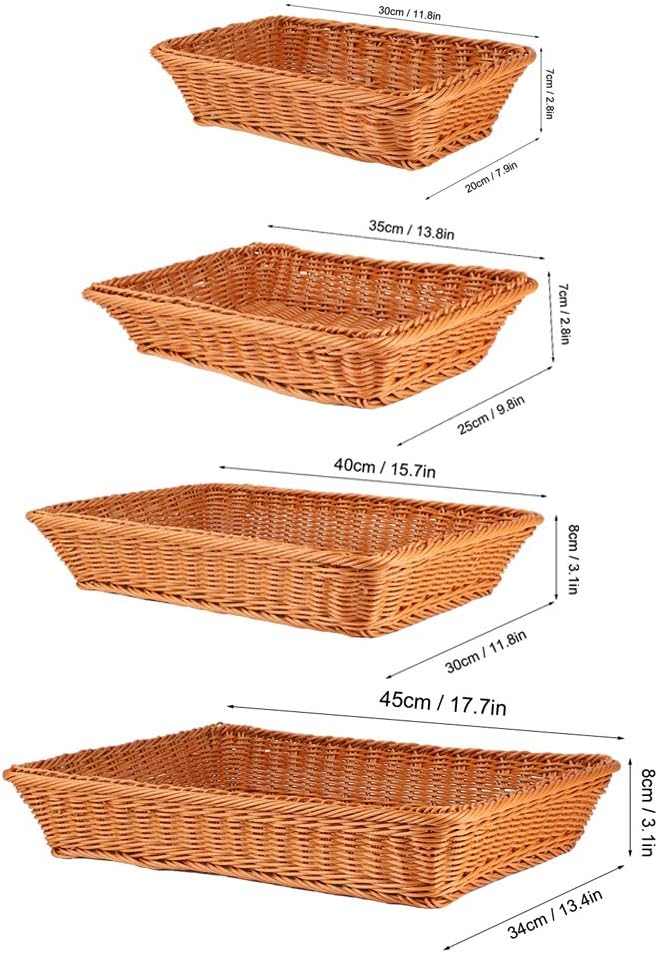 Tissting Rechteckige Rattan Gewebter Brotkorb Lebensmittel Brot Obst Aufbewahrungskorb Tischplatte E