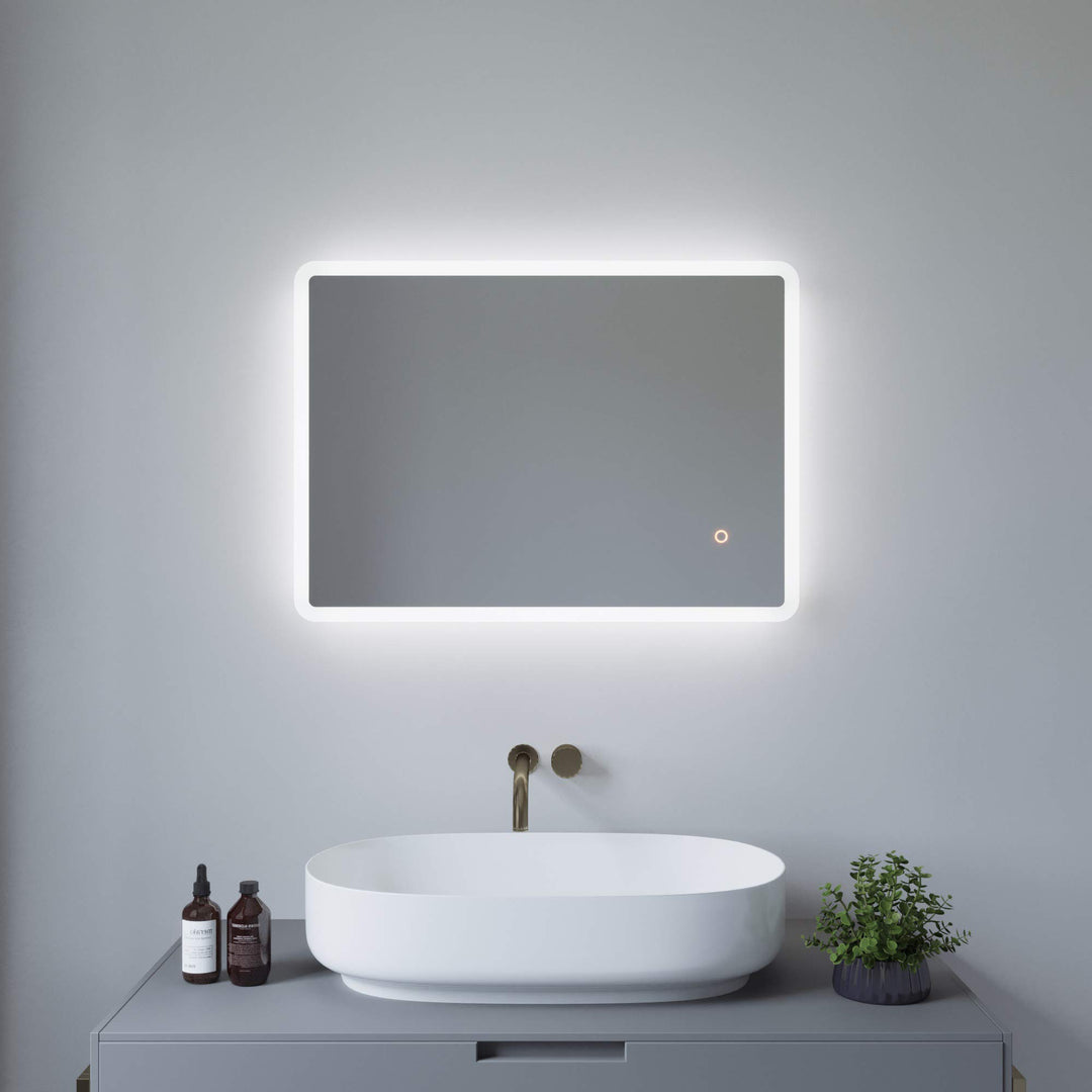 AQUABATOS 70x50 cm Badspiegel mit Beleuchtung Badezimmerspiegel Lichtspiegel LED Wandspiegel kaltwei