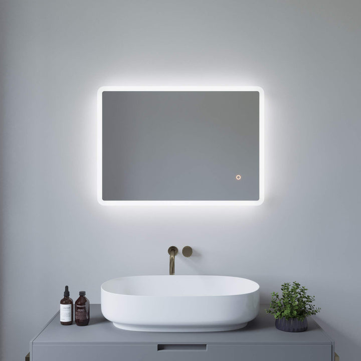 AQUABATOS 70x50 cm Badspiegel mit Beleuchtung Badezimmerspiegel Lichtspiegel LED Wandspiegel kaltwei