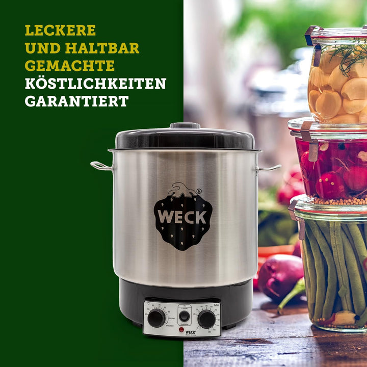 WECK Einkochautomat WAT25 Edelstahl mit Präzisionsthermostat & Zeitschaltuhr – 30L Einkochtopf, Glüh