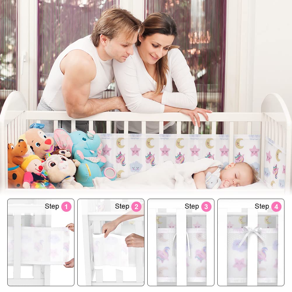 Bettumrandung Babybett, 2 Stück Nestchen für Kinderbetten Kantenschutz Baby Babybett, Atmungsaktive