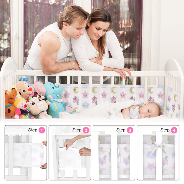 Bettumrandung Babybett, 2 Stück Nestchen für Kinderbetten Kantenschutz Baby Babybett, Atmungsaktive