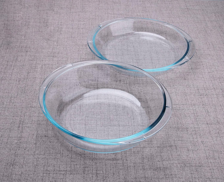 Rund Auflaufform aus Gehärtetem Glas, 1,8L Glas Backform mit Deckel für Backofen, Gefrierschrank und