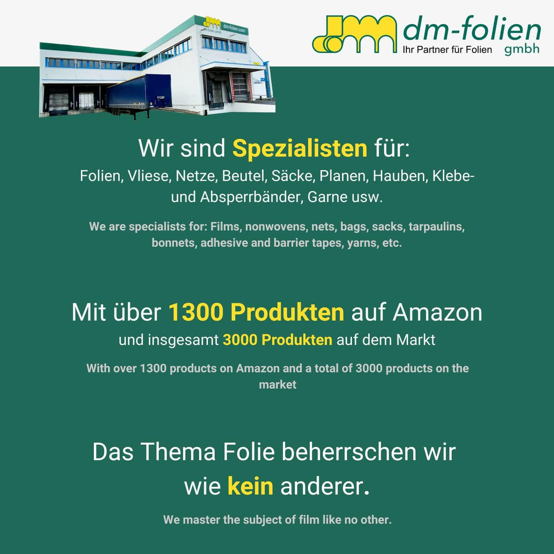 dm-Folien Abdeckfolie I 1,5 x 100 m I 40 My Stärke I Verschiedene Masse & Stärken I Transparente & r