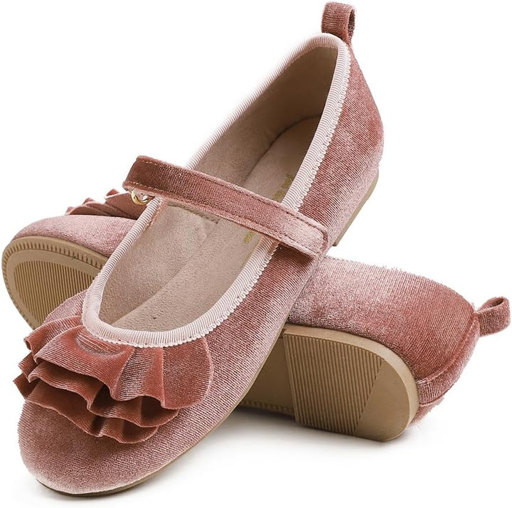 Feversole Girls Cute Dress, Mädchen süsses Kleid Mary Jane Schuhe weiche Party Urlaub Ballerinas 30