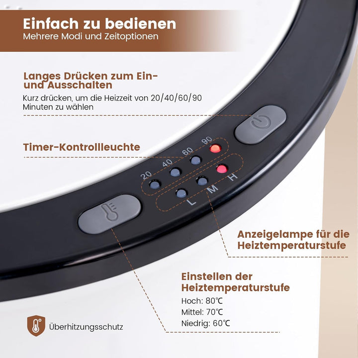 COSTWAY 23L Handtuchwärmer elektrisch, Handtuchtrockner mit 3 Heizstufen, 20/40/60/90-Minuten-Timer,