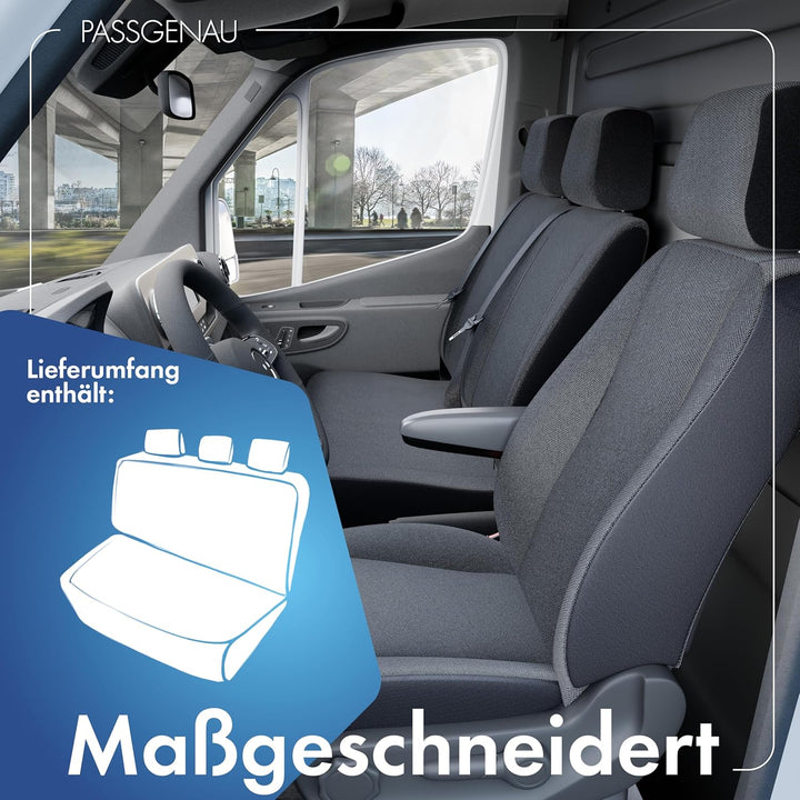 Walser Transporter Sitzbezüge Auto kompatibel mit VW T5, 3er Bank Pritsche, Auto Sitzbezüge aus Stof