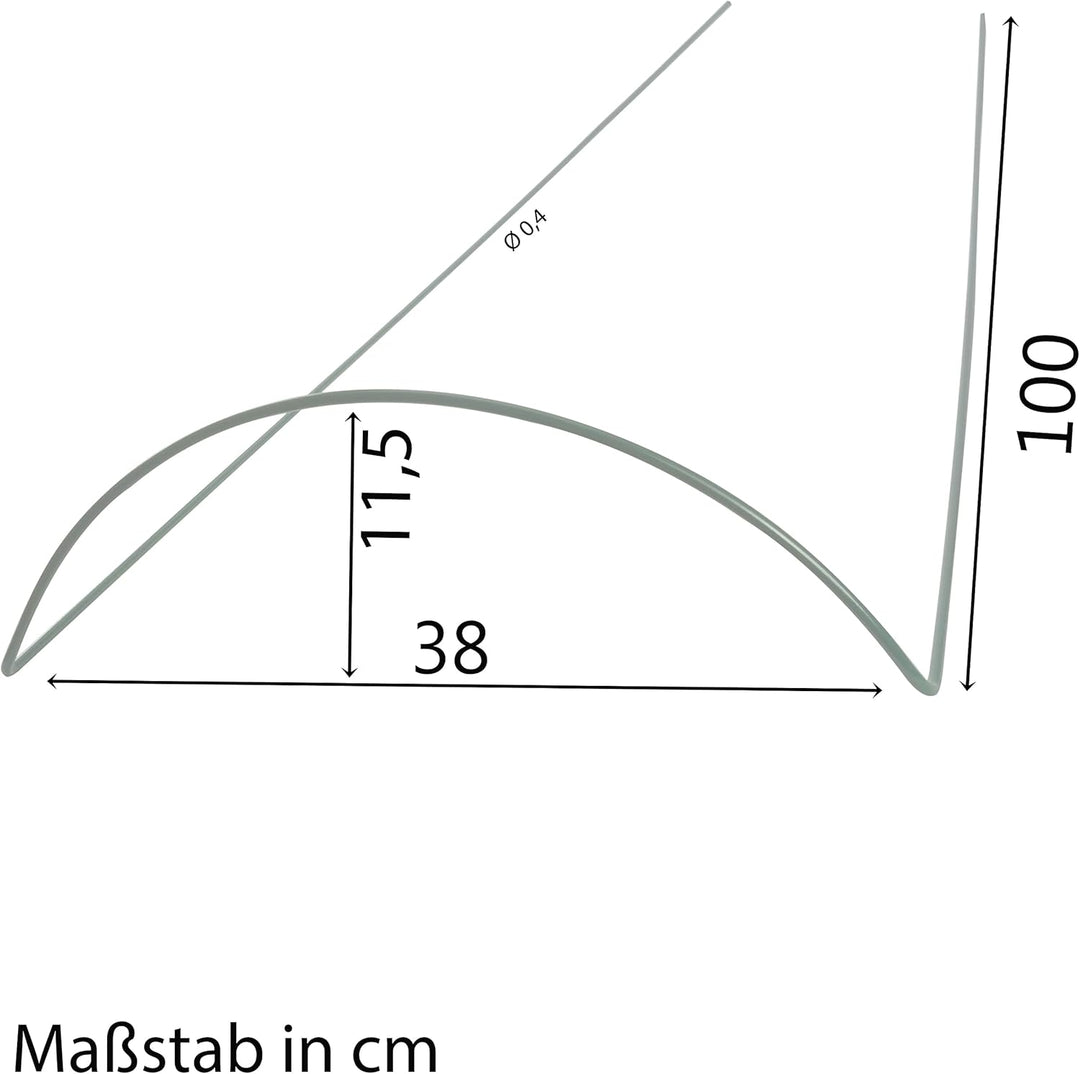 10 STÜCK Pflanzenstütze halbrund - Ø 38 cm - 100 cm hoch - aus 4mm kunststoffummantelten Draht - Für