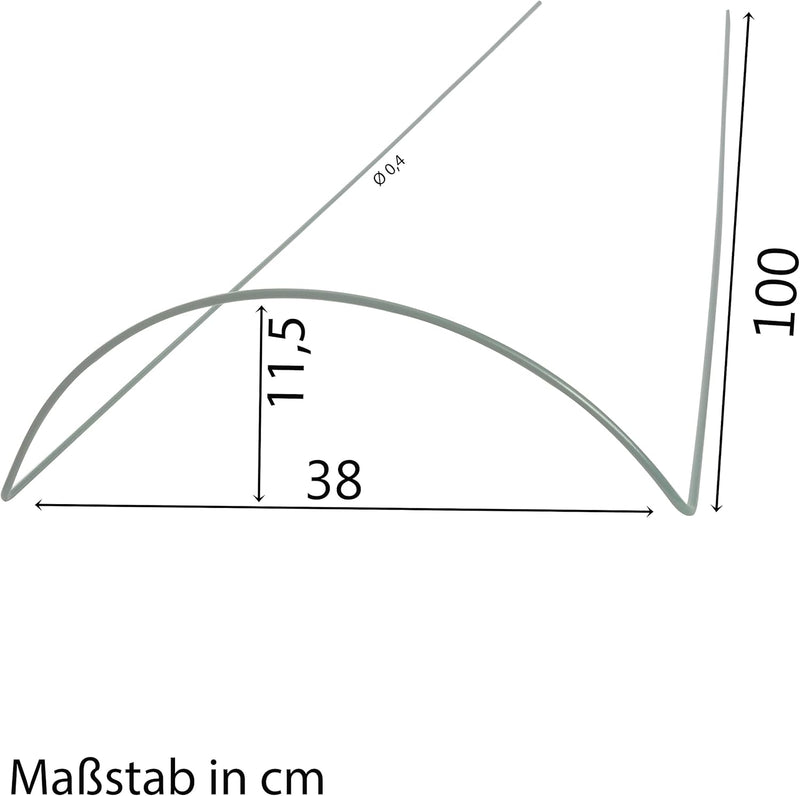 5 STÜCK Pflanzenstütze halbrund - Ø 38 cm - 100 cm hoch - aus 4mm kunststoffummantelten Draht - Für