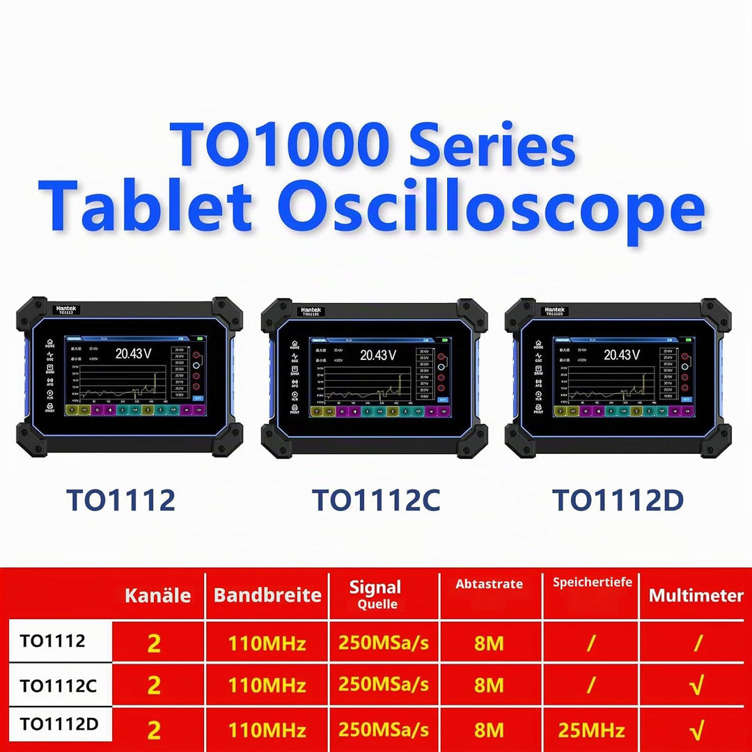 Hantek TO1112 Touch-Screen Digital Oszilloskop 2 Kanäle 110 MHz Hanheld Tablette Digital Oszilloskop