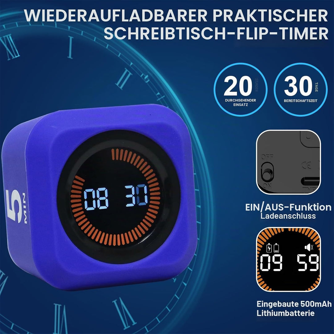 Drehbarer Würfel, visueller Timer, 5, 25, 10, 50 Minuten voreingestellt + benutzerdefinierter Countd
