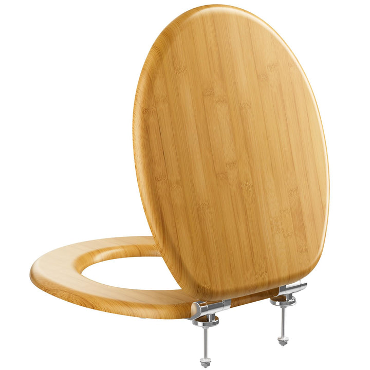 Toilettendeckel mit Absenkautomatik Holz - WC Sitz Bambus O-förmiger MDF Klodeckel Antibakterieller