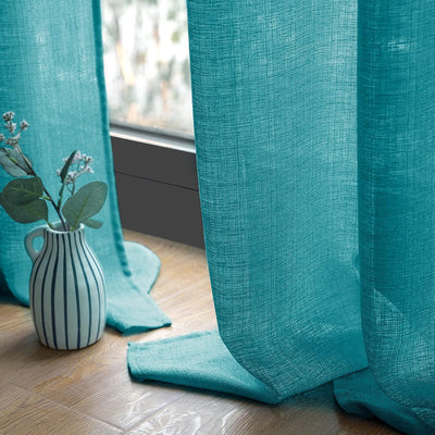 MIULEE 2er Set Voile Vorhang Sheer Leinenvorhang mit Ösen Transparente Unregelmässige Textur Gardine