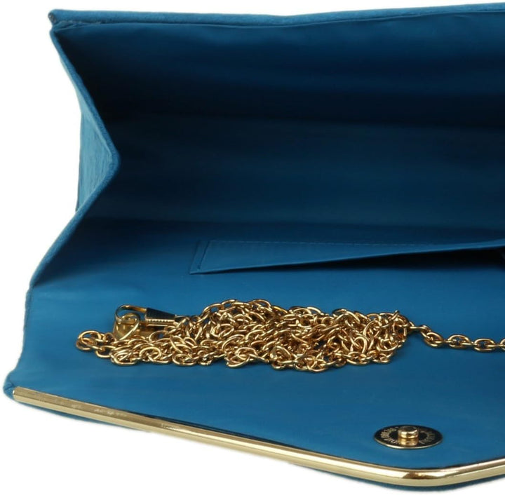Girly Handbags Clutch mit Wildlederrahmen Blaugrün, Blaugrün