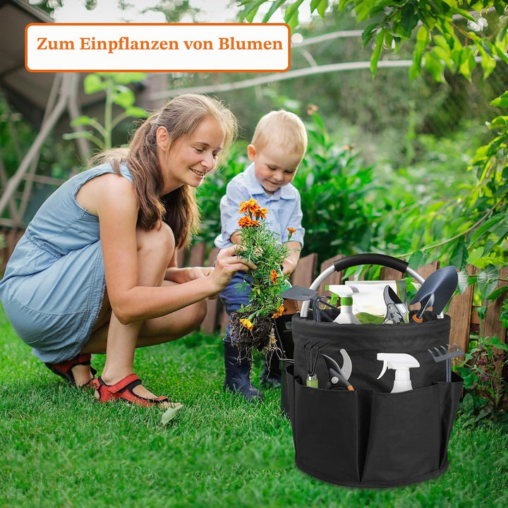 2Pack Faltbar Putzmittel Organizer, 17L Einkaufskorb mit Griff und 6 Taschen, Tragbarer Werkzeugtasc
