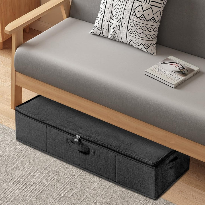 2 Stück Unterbett Aufbewahrungsbox mit Deckel, Grosse Unterbettkommode mit Griff, Faltbare Kleidung