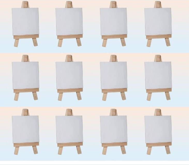 12 Sets Mini Staffelei mit Keilrahmen Leinwand Gastgeschenk Tischdeko Hochzeit Baumwolle von Aktivha