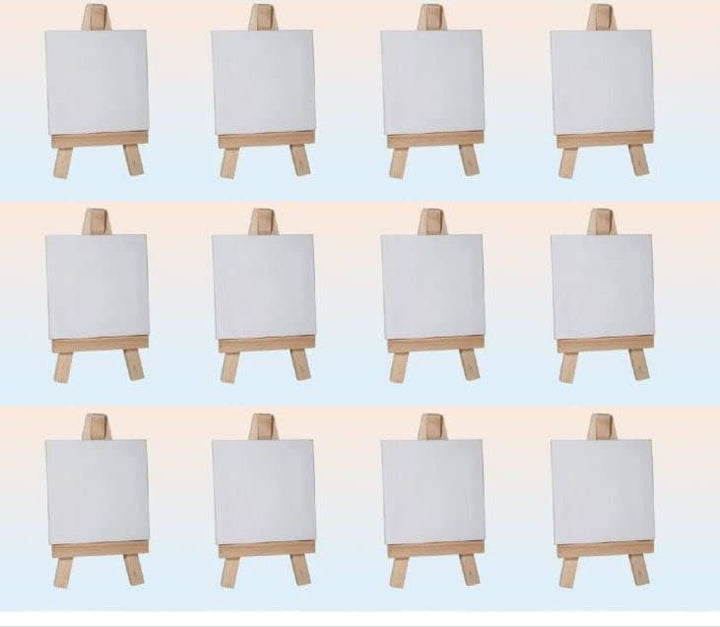 12 Sets Mini Staffelei mit Keilrahmen Leinwand Gastgeschenk Tischdeko Hochzeit Baumwolle von Aktivha