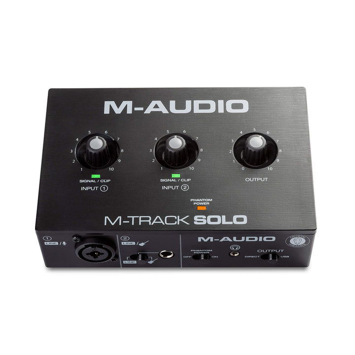 M-Audio M-Track Solo – USB Audio Interface für Aufnahmen, Streaming und Podcasting, mit XLR-, Line-