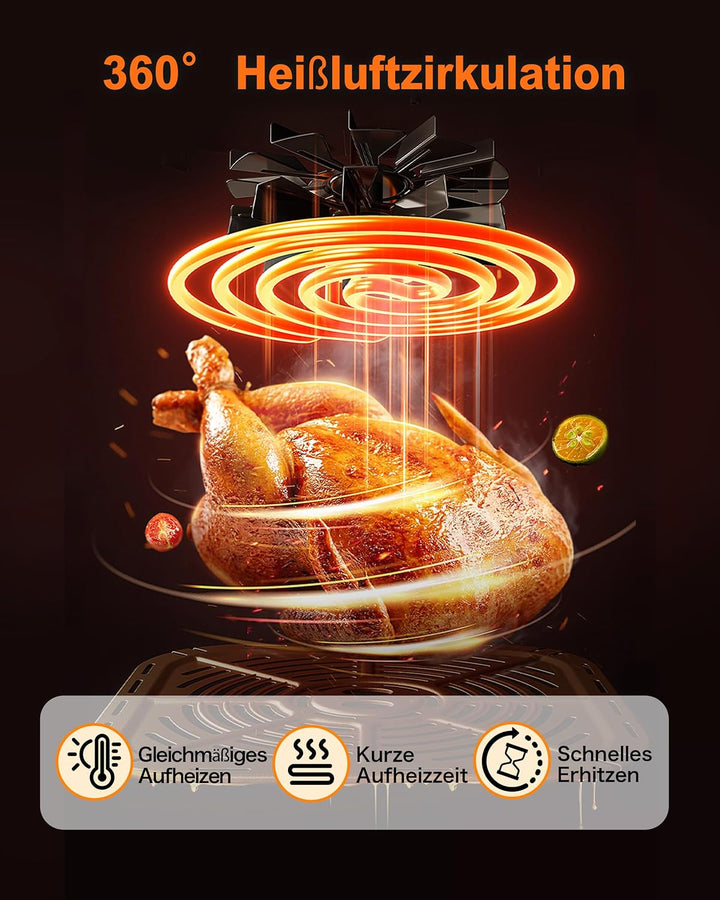 KEINVE Easy Fry &amp; Grill Heissluftfritteuse, 2-in-1 Technologie (Air Fryer und Grill), Digitales Disp