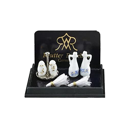 Salz- und Pfefferstreuer, Miniatur im Massstab 1:12, Keramik, weiss oder helles Pastell, Rund, Porze