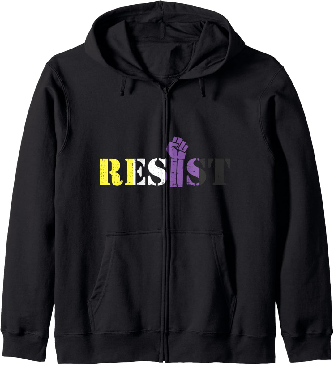 Resist Raised Fist Protest LGBTQ Non-Binary Flag Genderqueer Kapuzenjacke