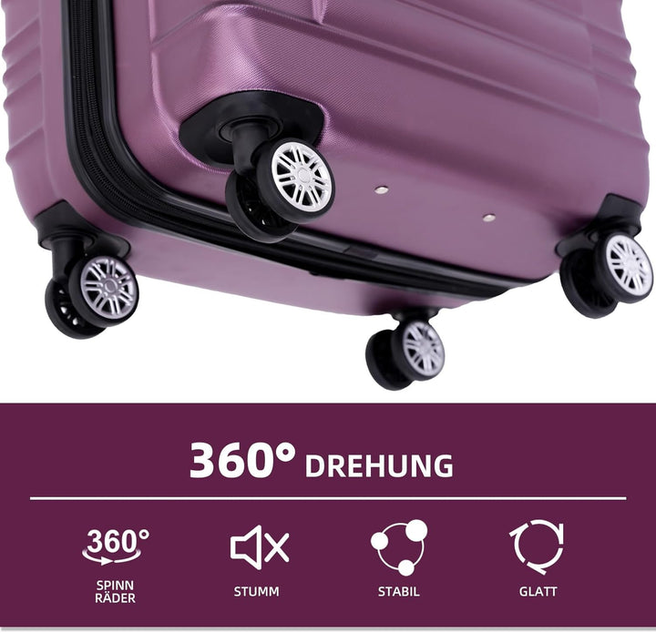 BEIBYE 2088 Zwillingsrollen Reisekoffer Koffer Trolleys Hartschale M-L-XL-Set (Violett, M) Violett M
