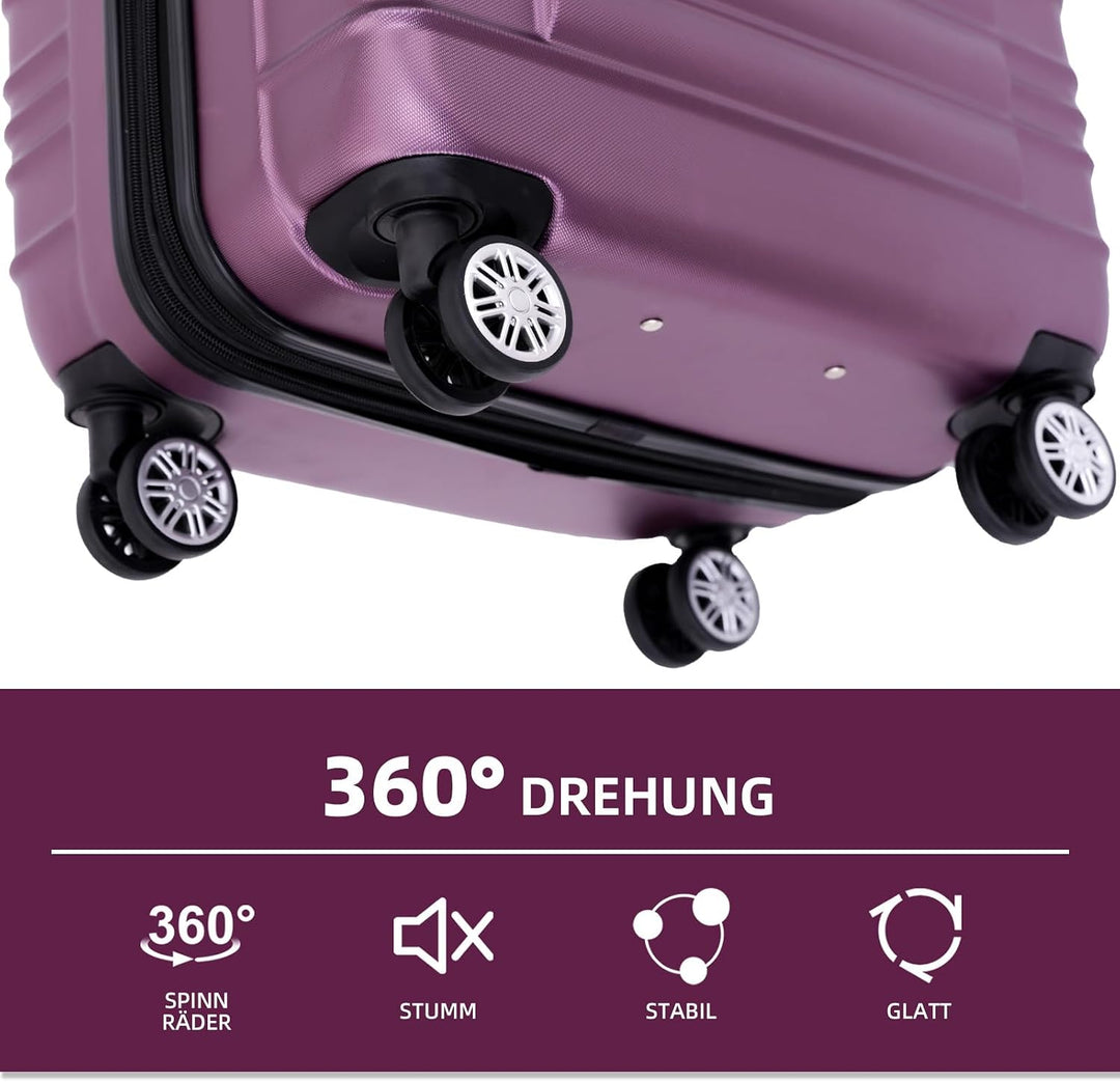 BEIBYE Zwillingsrollen Reisekoffer Koffer Trolleys Hartschale M-L-XL-Set (Violett, Set) Violett M+L+