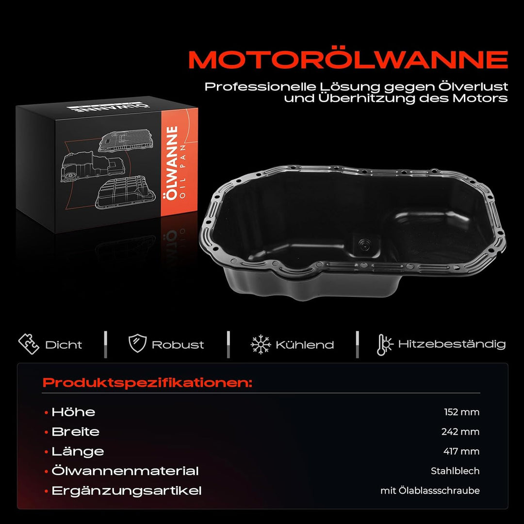 Frankberg Ölwanne für Altea 5P1 Cordoba 6L2 Ibiza IV 6J5 Leon 1P1 Fabia I 6Y5 R-o-o-m-s-t-e-r 5J Gol