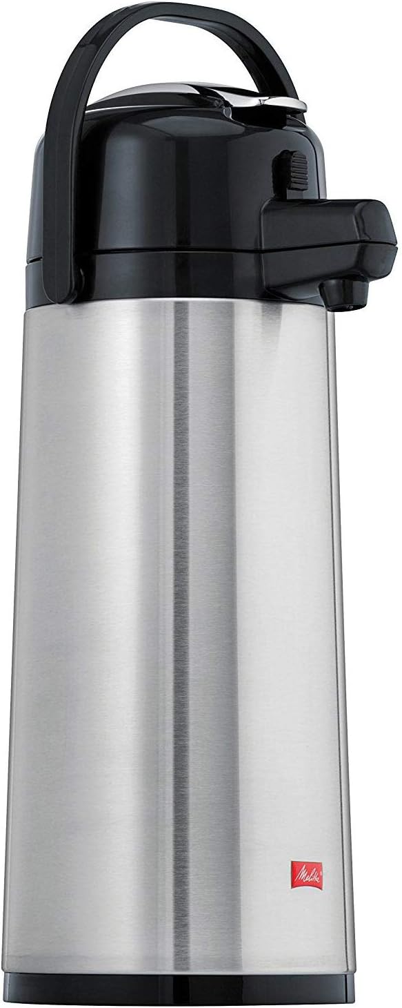 Melitta Pump-Isolierkanne, 2,2 l, ca. 16 Tassen, Glaskolben, Edelstahl, Silber/Schwarz 2200 ml Glask