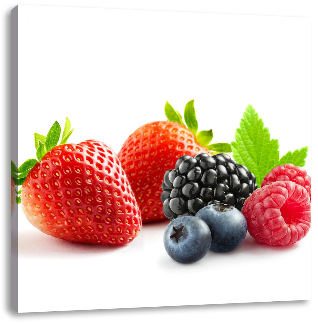 Pixxprint Frisches Obst, Format: 70x70 auf Leinwand, XXL riesige Bilder fertig gerahmt mit Keilrahme