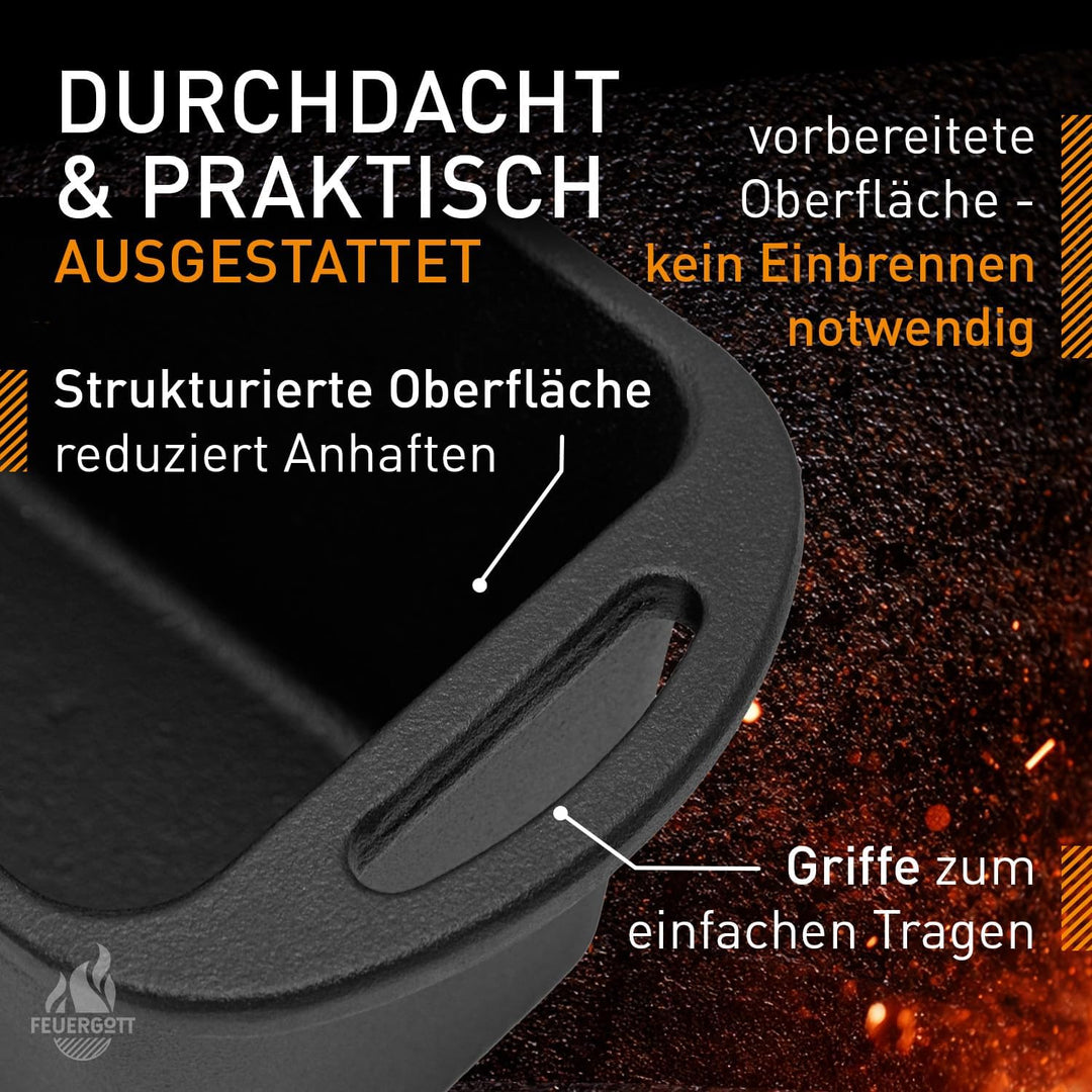 Brotbackform aus Gusseisen 3 Liter mit Deckel - Kastenform ideal für Brot, Kuchen, Dutch Oven Rezept