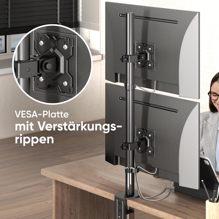ONKRON Monitor Halterung 2 Monitore/Monitor Arm 2 Monitore 13-34 Zoll schwenkbar & neigbar 8kg (x2)