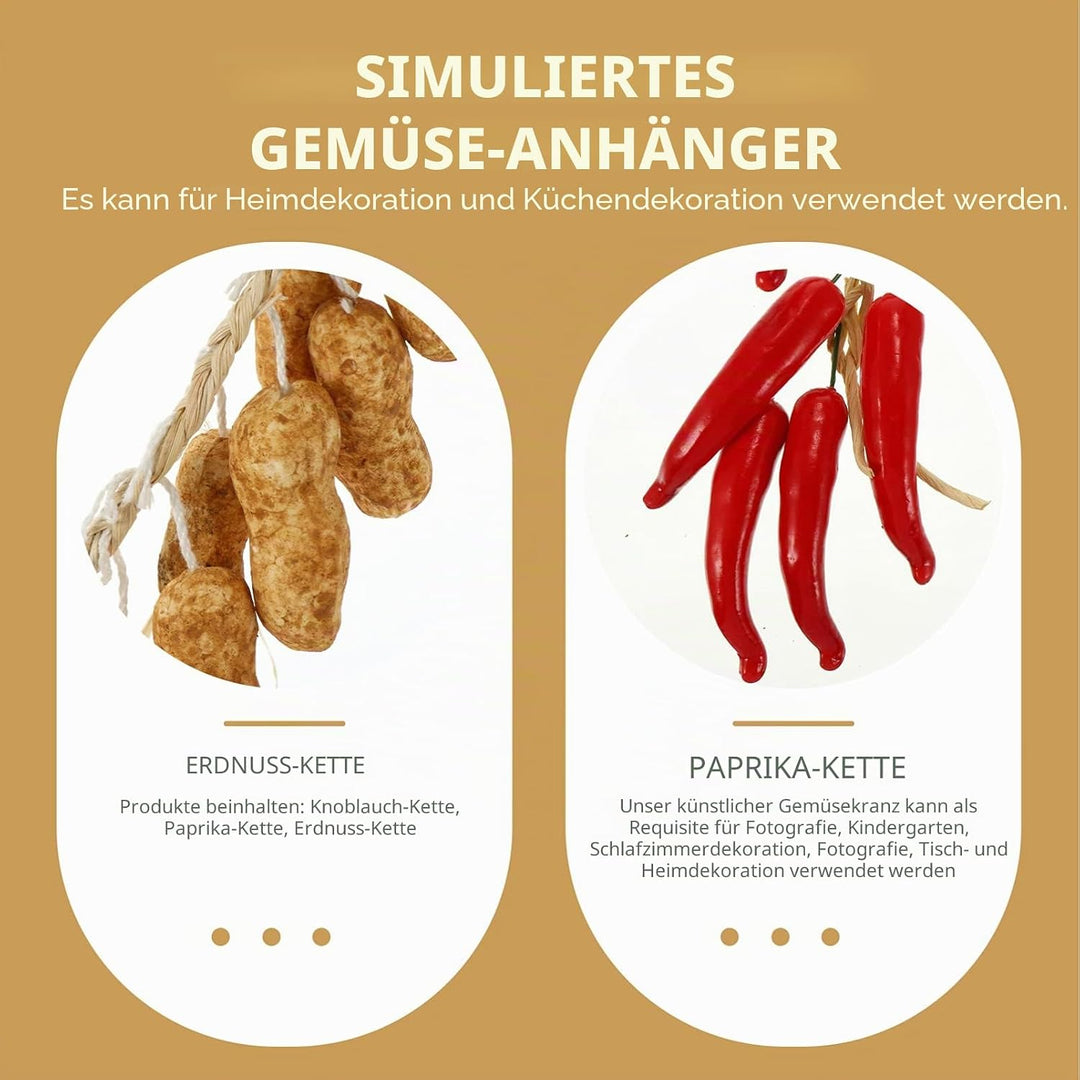 Garneck Künstliches Gemüse – künstlicher Knoblauch + Chilischoten + Erdnuss – Gemüse-Modle Knoblauch