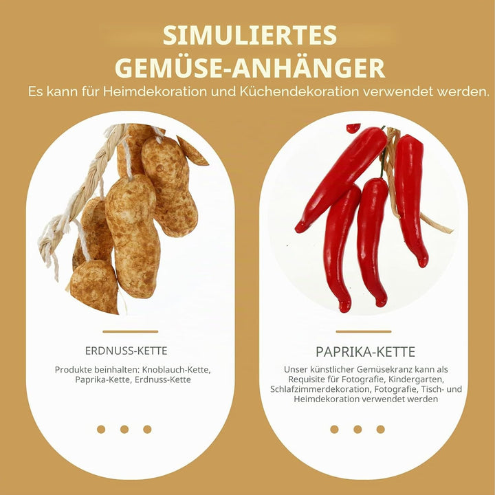 Garneck Künstliches Gemüse – künstlicher Knoblauch + Chilischoten + Erdnuss – Gemüse-Modle Knoblauch