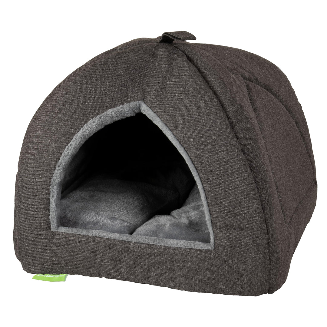 Kratzbaumland Kuschelzelt, Katzenbett und Hundebett, edles Design, waschbar mit Kissen, weicher Flau