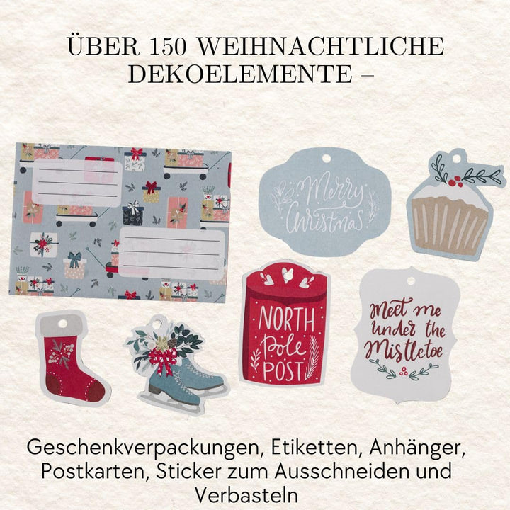 Verbastelbares Weihnachtsbuch: Floral Winter. Papierdesigns zum Ausschneiden, Verbasteln & Dekoriere