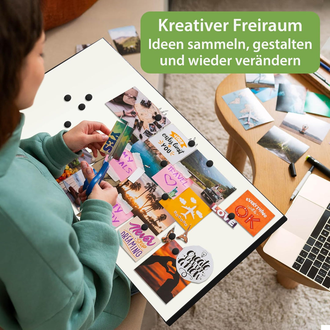 banjado Magnettafel schwarz 78 x 37cm / Magnetwand Metall/Magnetpinnwand als Memoboard/Pinnwand Magn