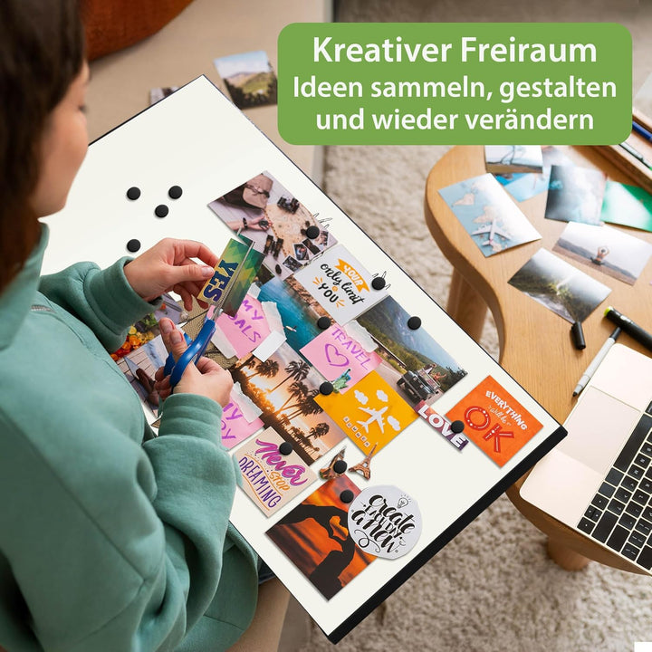 banjado Magnettafel schwarz 78 x 37cm / Magnetwand Metall/Magnetpinnwand als Memoboard/Pinnwand Magn
