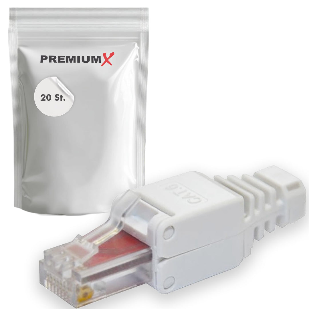 Premium X 20x Netzwerkstecker CAT 6 RJ45 CAT6 CAT5e Adapter Kupplung für Verlegekabel Innenleiter LA