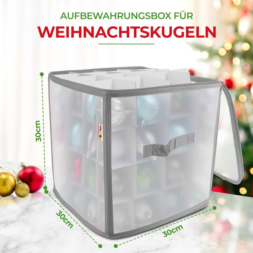 REDSTAR Weihnachtskugeln Aufbewahrung für 64 Christbaumkugeln – Aufbewahrungsbox für Weihnachtsbaum-