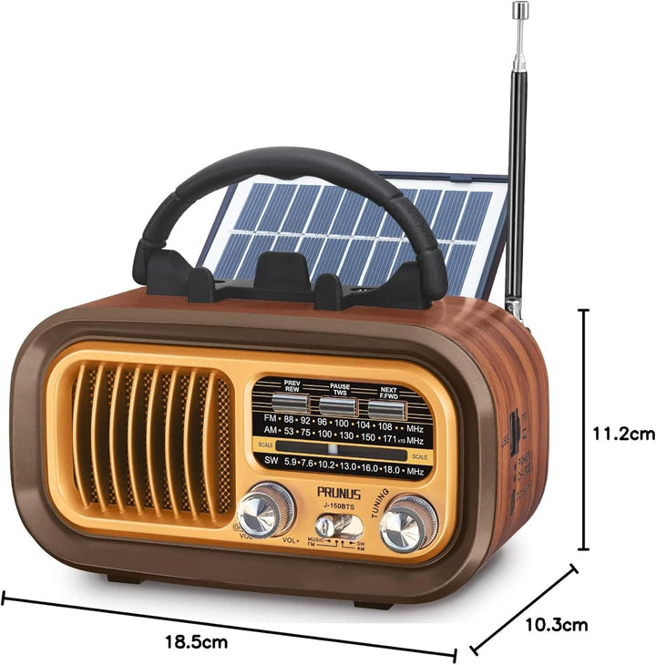 PRUNUS J-150 AM/FM/SW Retro Radio Klein, Vintage Radio Betrieben mit 1200mAh Akku oder D-Zellen Batt